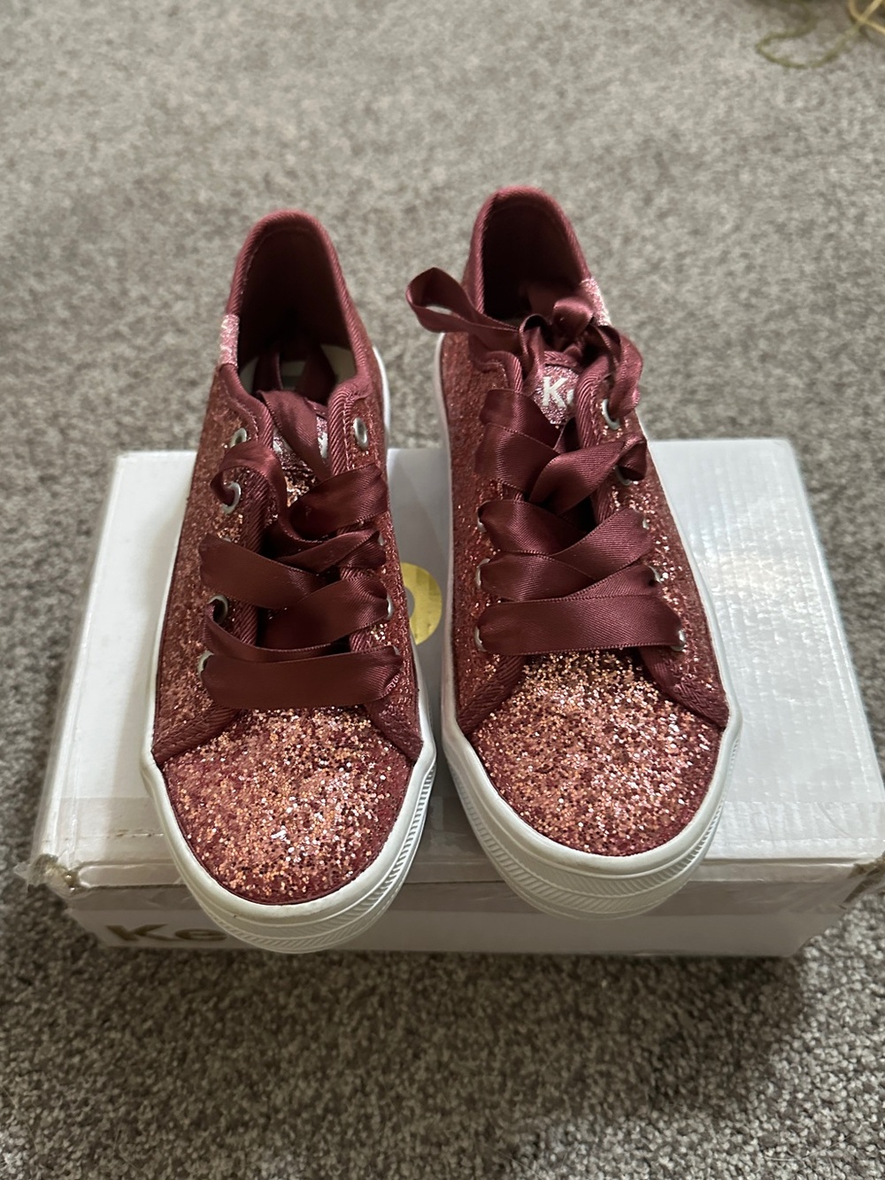 Keds Girls Glitter Lace-Up Sneakers in Celeb Pink